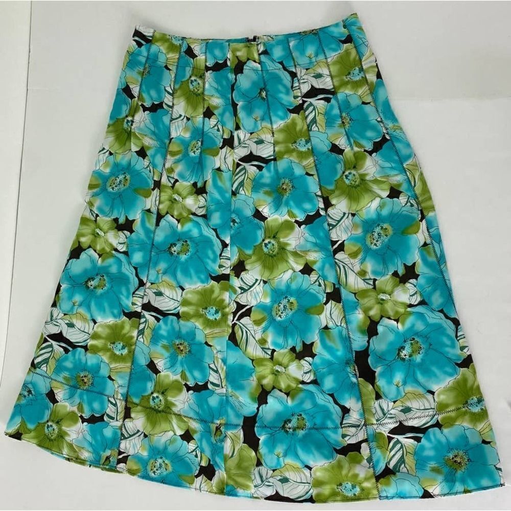 Cottagecore Floral Print Skirt Brilliant Colors Bright Twee - Size 10